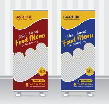 Today's special food menu and restaurant roll up banner x or roll up banner design template vector