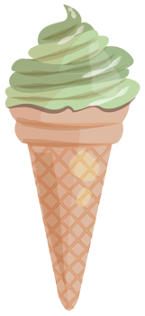 Green pistachio ice cream cone png