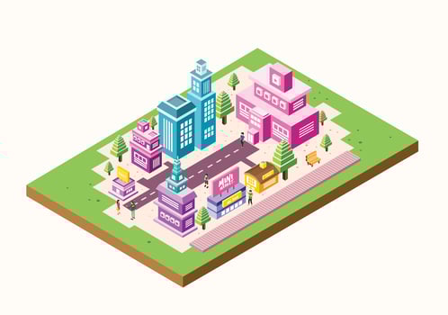 Isometric City Building Illustration vector