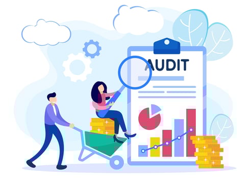 Illustration graphic cartoon character of audit vector
