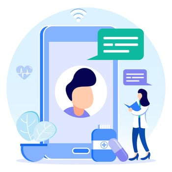 Illustration graphic cartoon character of online medical vector