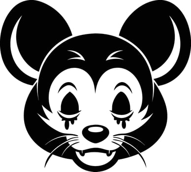 A silhouette black and white Crying Rat Had Face vector