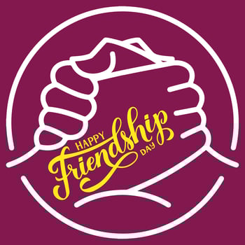 Happy Friendship Day Typography with friends hand shaike logo vector