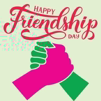 Happy Friendship Day Design Typography and handshake vector