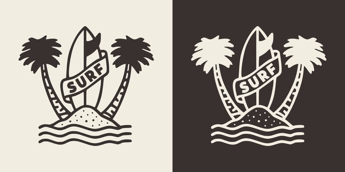 Hand drawn illustration of a surfboard in sand. vector
