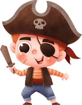Cute cartoon children. Happy Halloween. Pirate costume. png
