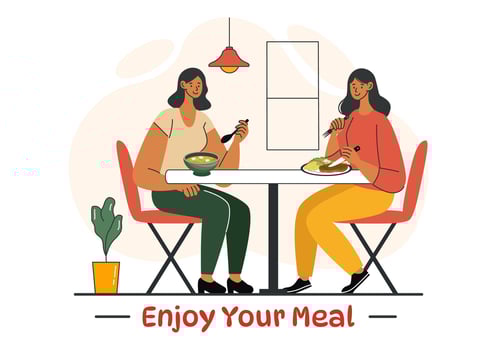 Enjoy Your Meal Illustration of a Variety of Delicious Food in Home or Restaurant Settings in Flat Style Cartoon Background Design vector