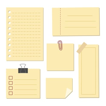 Blank notepaper template design. Sticky note for meeting reminder, to do list and information board. vector