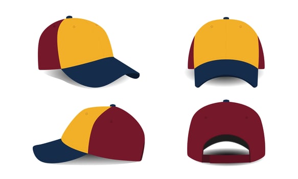 Set of different angles men's hat template illustration vector