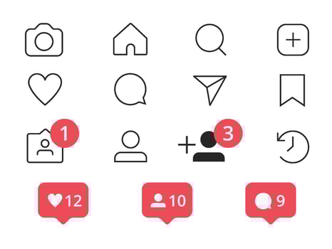 social media element set vector