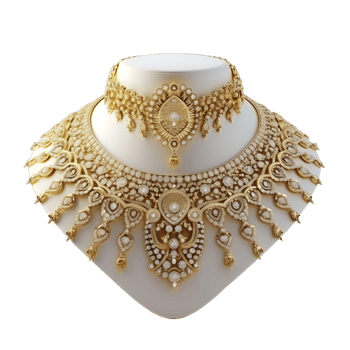 luxury gold necklaces on transparent background png