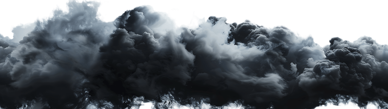 A picture of black storm clouds with intense lightning and smoke available in high resolution png