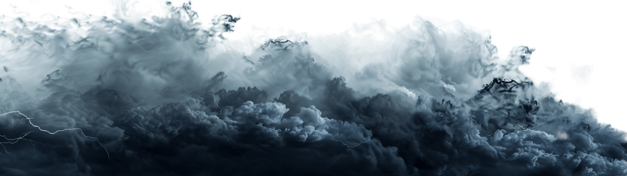 A picture of black storm clouds with intense lightning and smoke available in high resolution png