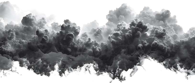 A picture of black storm clouds with intense lightning and smoke available in high resolution png