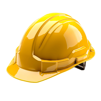 A transparent background features a standalone yellow hard hat png