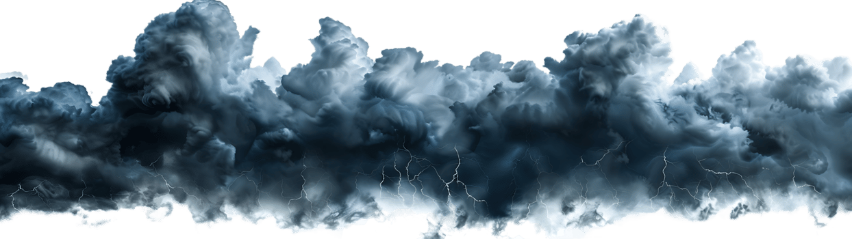A picture of black storm clouds with intense lightning and smoke available in high resolution png