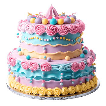 An adorable fondant birthday cake beautifully decorated png