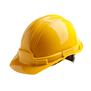 A transparent background features a standalone yellow hard hat png