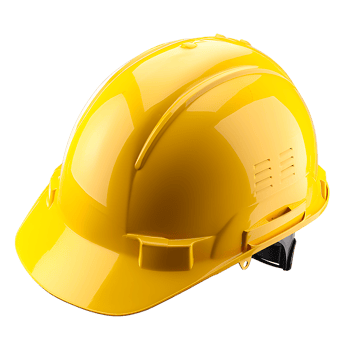 A transparent background features a standalone yellow hard hat png
