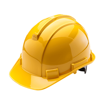 A transparent background features a standalone yellow hard hat png
