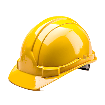 A transparent background features a standalone yellow hard hat png