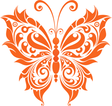 Vibrant damask butterfly stencil clipart adds elegant flair. AI-generated. png