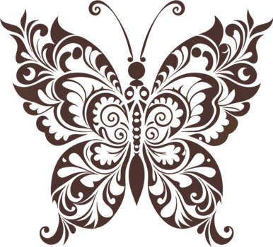 Vibrant damask butterfly stencil clipart adds elegant flair. AI-generated. png