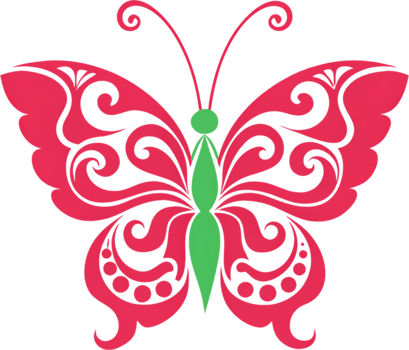 Vibrant damask butterfly stencil clipart adds elegant flair. AI-generated. png