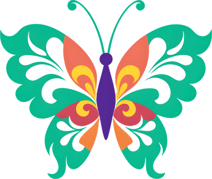 Vibrant damask butterfly stencil clipart adds elegant flair. AI-generated. png