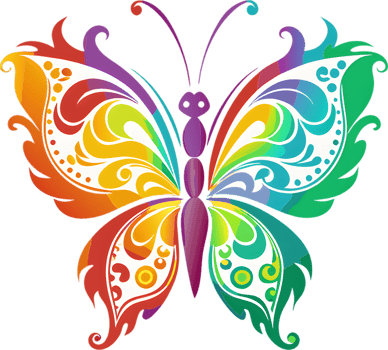 Vibrant damask butterfly stencil clipart adds elegant flair. AI-generated. png