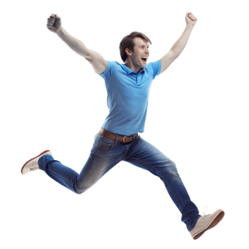 Man jumping with joy, expressing happiness and excitement png