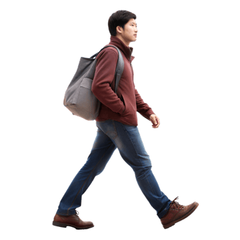 Man walking with backpack, casual travel and exploration png