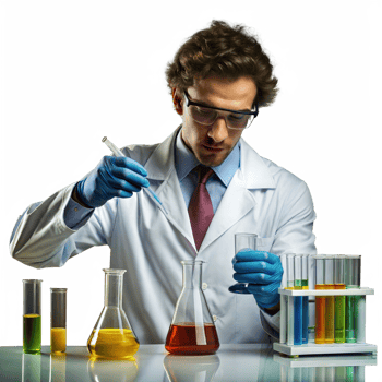 Scientist conducting experiment in laboratory, highlighting scientific research and experimentation png