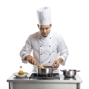 Chef cooking in a professional kitchen png
