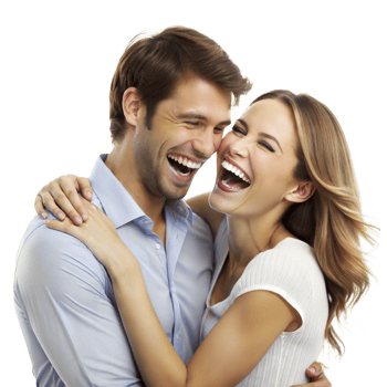 Couple laughing joyfully in a playful embrace png