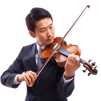 Violinist performing with violin, classical music and art, isolated image png
