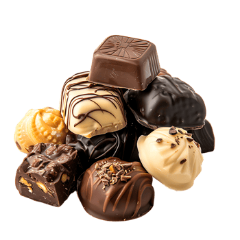 Assortment of chocolate candies sweets png