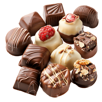 Assortment of chocolate candies sweets png