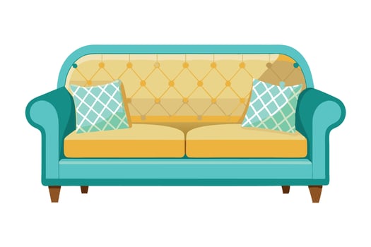 Sofa with pillows and cushions illustration vector