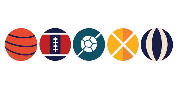 A set of different colored balls with different sports vector