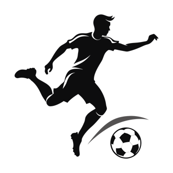 soccer player silhouette. player shooting png