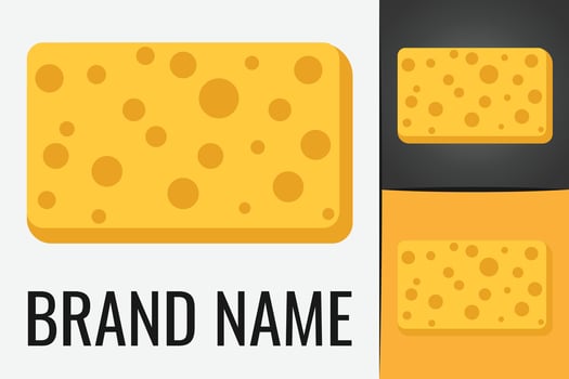 Cleaning sponge logo. Yellow sponge washing pad logotype. Cleaning service logo housework vector