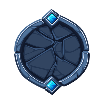 Round stone frame with gemstones. Empty cartoon frame for your game icons or slot symbols. APP frame png