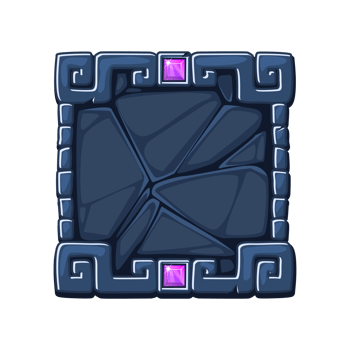 Square stone frame with gemstones. Empty cartoon frame for your game icons or slot symbols. APP frame. png