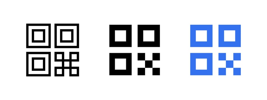 QR code icon. QR scanner illustration. Barcode symbol. Mobile scan outline sign. vector