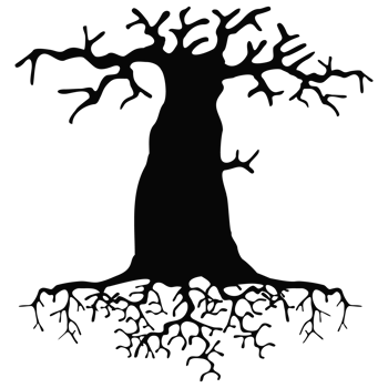 Old dark trees with roots, Black silhouette dead tree png