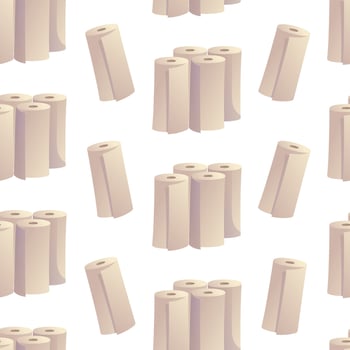 Rolled up rolls of tissue paper towels. seamless cartoon pattern. vector