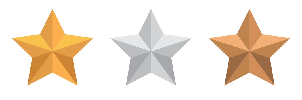 Gold silver and bronze star. Star product rating review. illustration vector