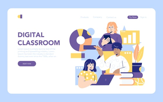 Online Education. Flat Illustration vector