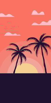 Sunset beach landscape vector